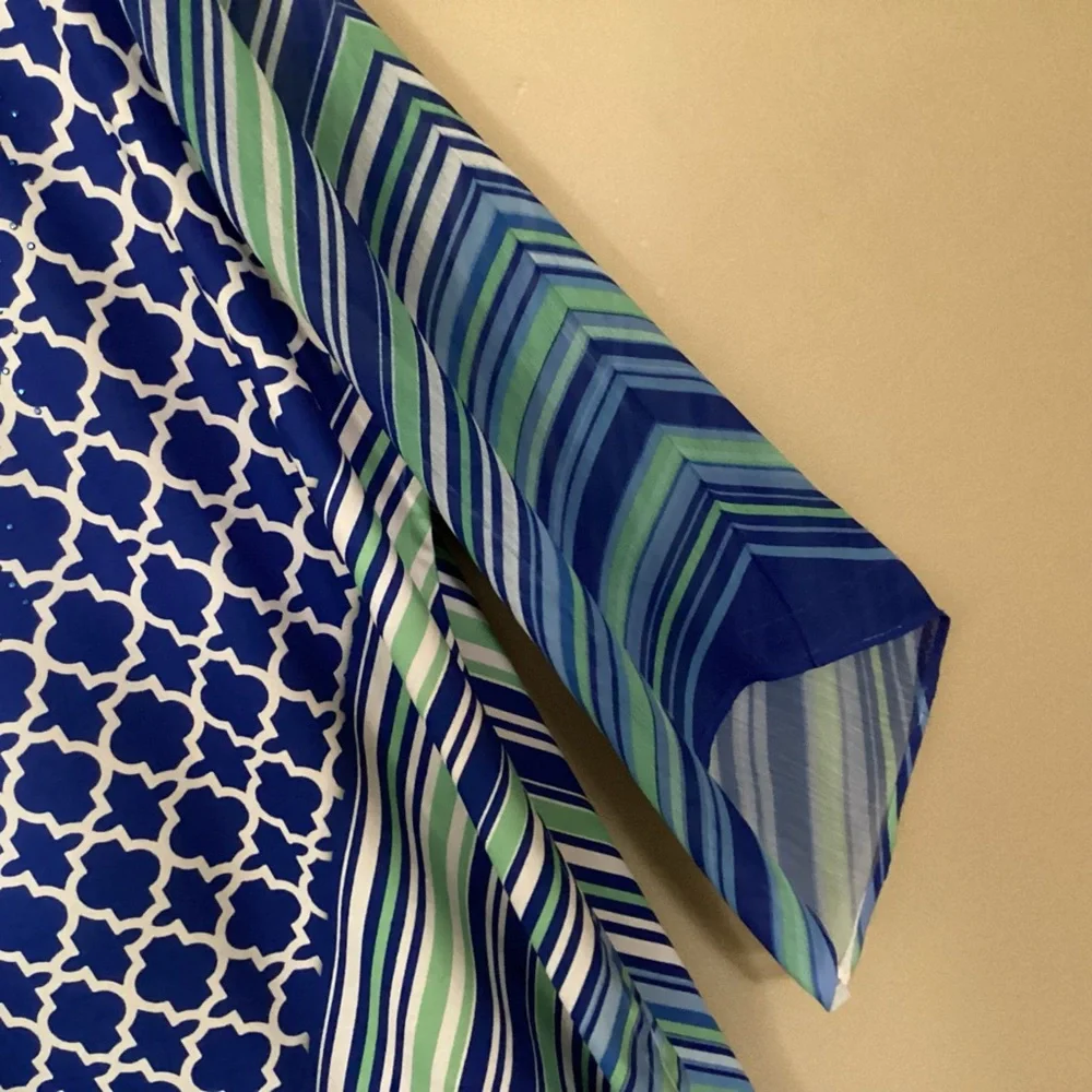 JM Collection Womens pullover V-neck Blouse beaded Size Large Adjustable - Picture 12 of 15